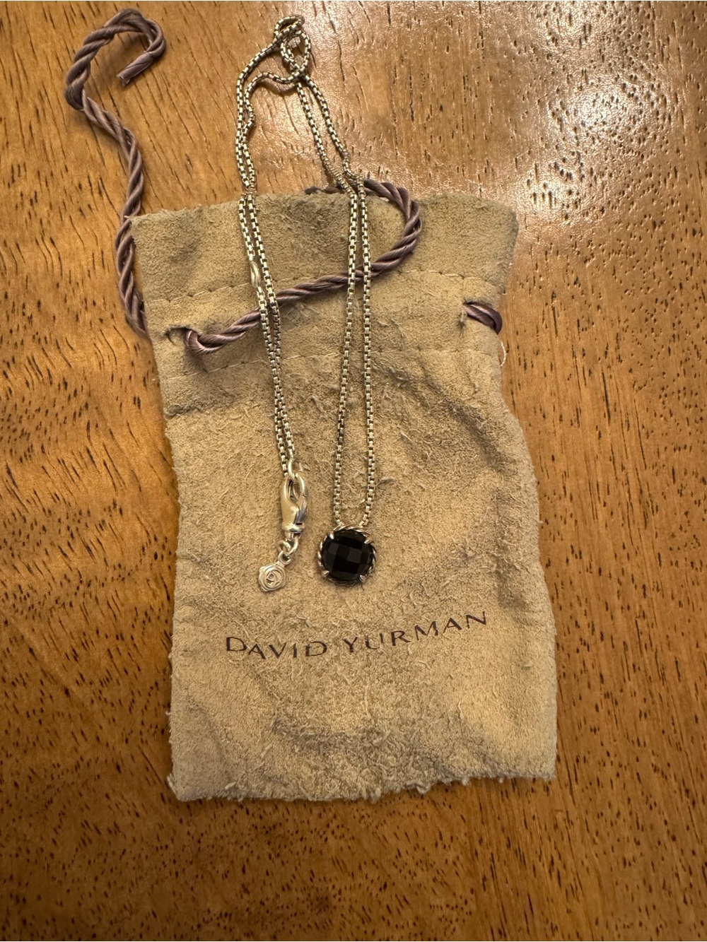David Yurman Black Onyx Pendant Necklace - Silver Chain